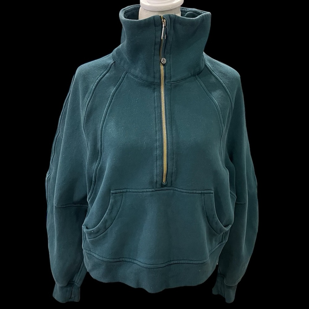 Lululemon Scuba Oversized Funnel-Neck Half Zip - Teal Blue - XS/S